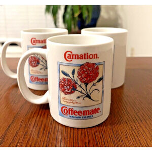 Carnation Coffee-Mate Coffee Cup Mug 1993 Collector's Series Botanical Lot of 3